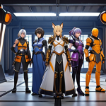 **

"A team of Honkai: Star Rail characters (Bailu, Gepard, Seele, Bronya) preparing for a co-op battle. Focus on teamwork and character roles. Add visual elements that showcase their equipment – Relics, Light Cones. The background could be a training area or a preparation room."

**