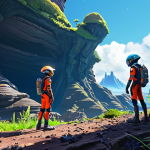붕괴 스타레일 대규모 업데이트 히스토리 - New Planet Exploration**

"A fully clothed Trailblazer team exploring a vibrant and alien landscape ...